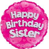 Oaktree 18inch Happy Birthday Sister Holographic - Foil Balloons